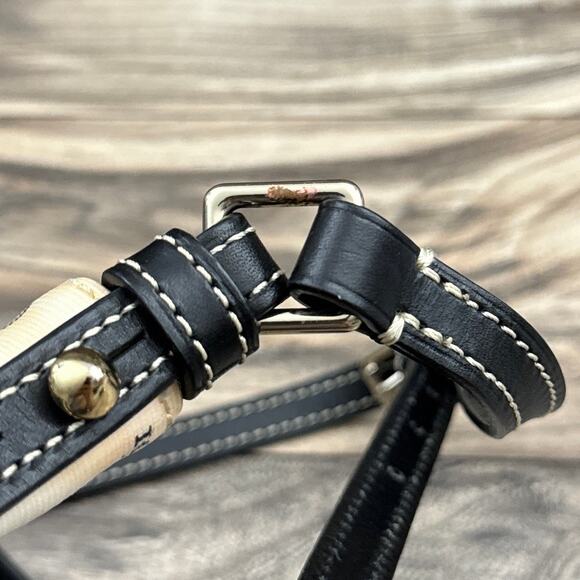 Dooney & Bourke Logo Crossbody Bag Purse White Black Leather Trim Strap - Picture 11 of 14